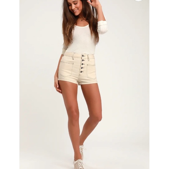 Free People Button Fly Denim Short Shorts - Picture 2 of 10